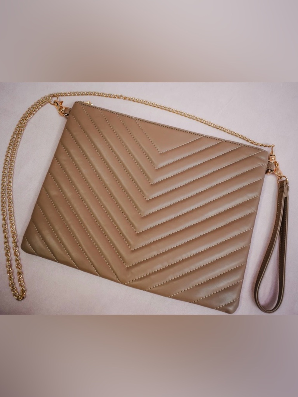 Quilted Chevron Chain Strap Crossbody/Clutch Purse